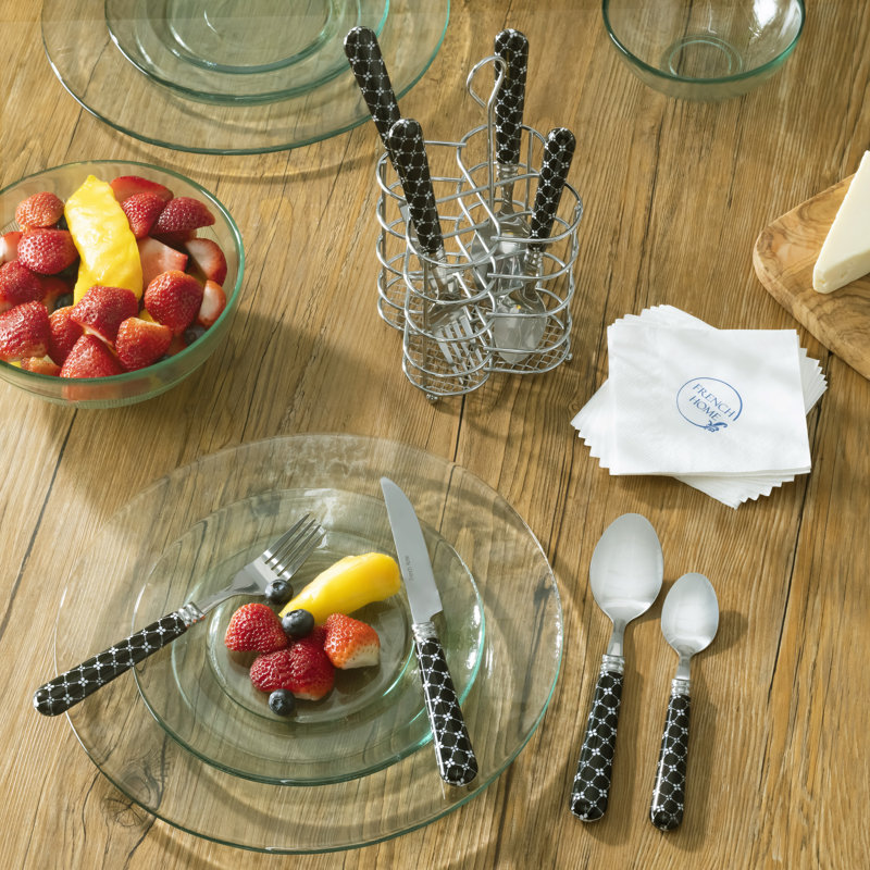 Abstract Butterfly Black and White Stainless Steel Flatware Set
