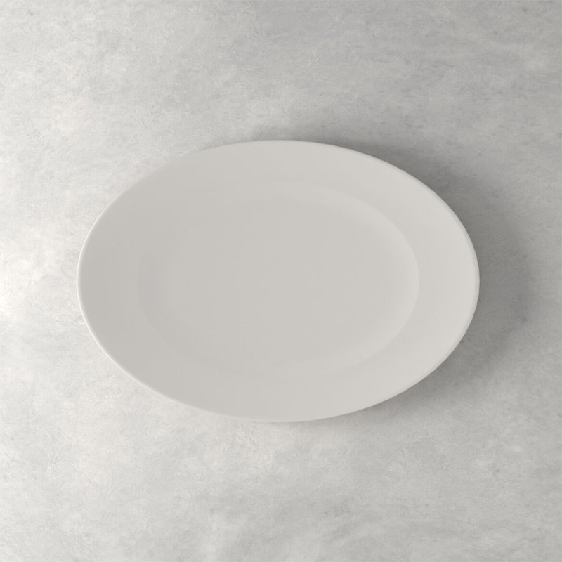 White Ceramic Oval Serving Platter Dish, 16-inch