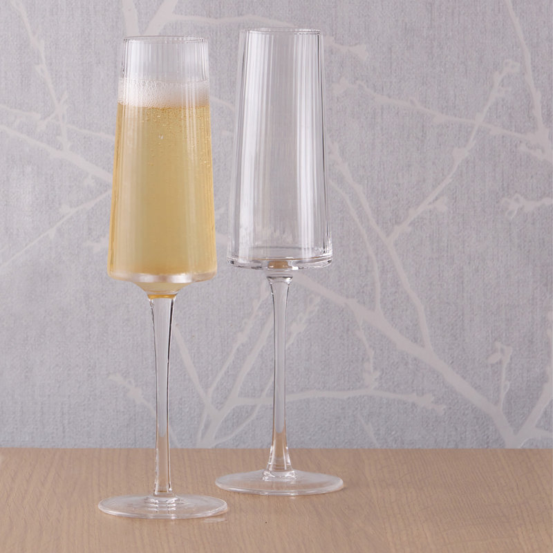 Zoya 8.5oz Ribbed Clear Glass Champagne Flute Set