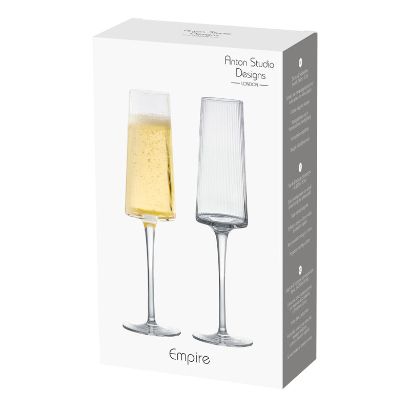 Zoya 8.5oz Ribbed Clear Glass Champagne Flute Set