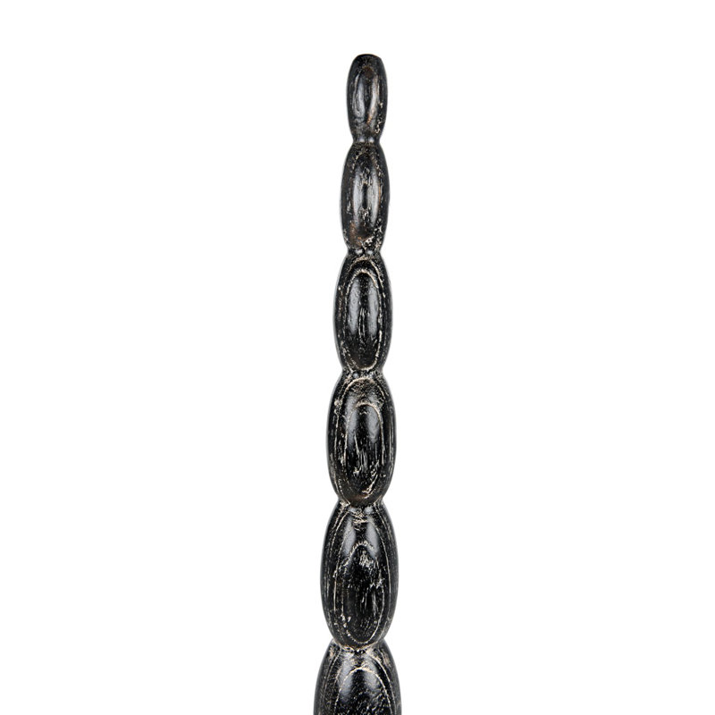 Tall Black Geometric Mindi Wood Totem Sculpture
