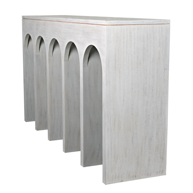 Bridge 59'' White Wash Wood Console Table with Storage