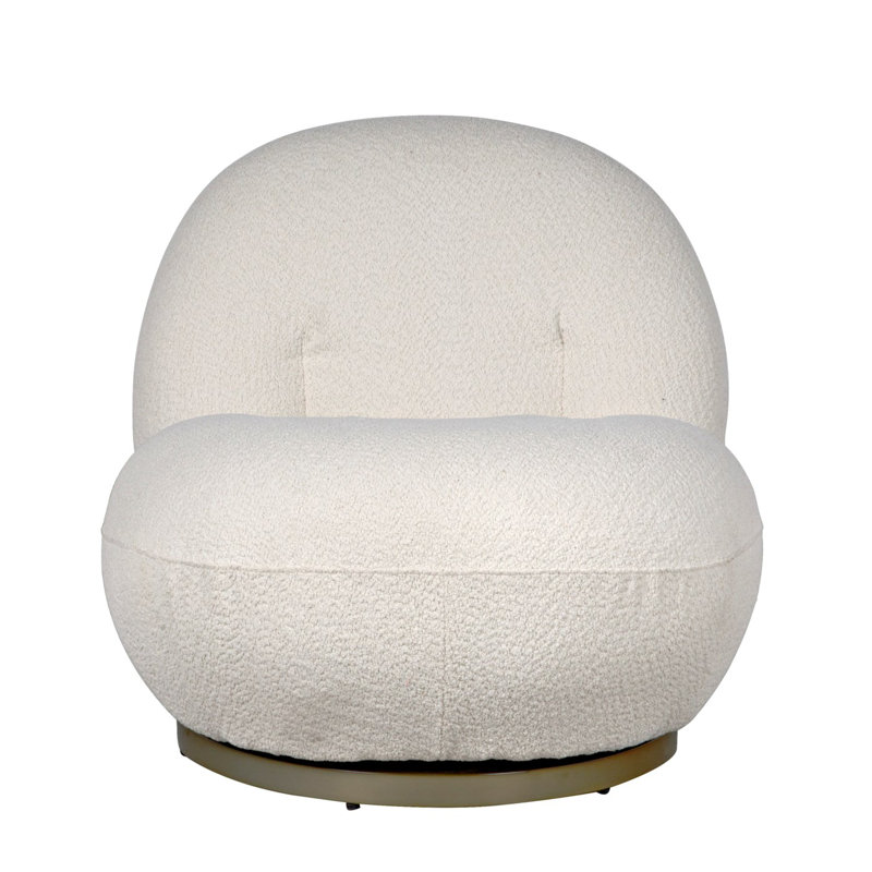 Artemis White Velvet Swivel Side Chair with Metal Base