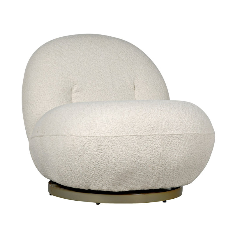 Artemis White Velvet Swivel Side Chair with Metal Base