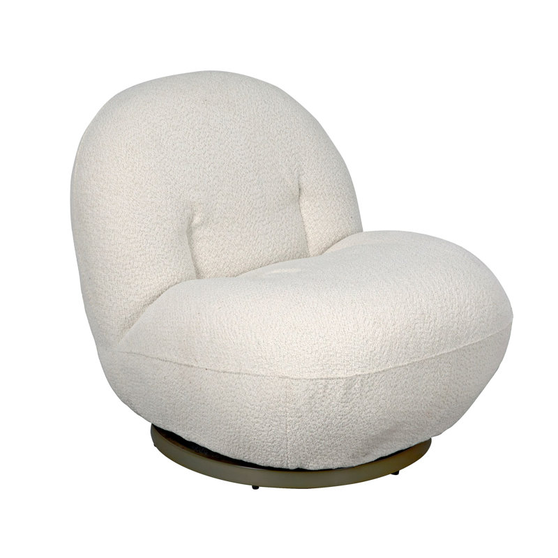 Artemis White Velvet Swivel Side Chair with Metal Base