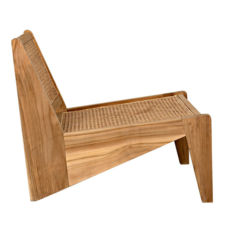 White Geometric Handcrafted Wood Accent Chair - 32in