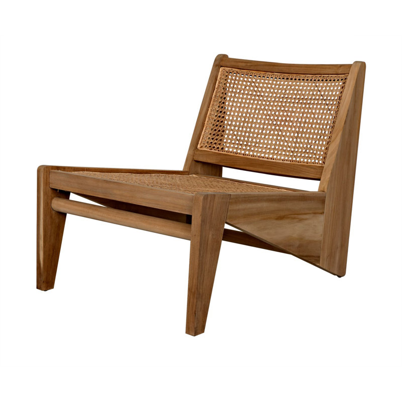 White Geometric Handcrafted Wood Accent Chair - 32in