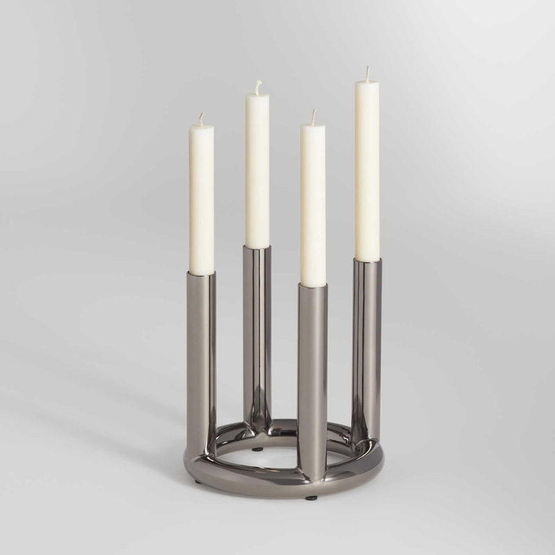 Rad Small Black Nickel Metal Candelabra