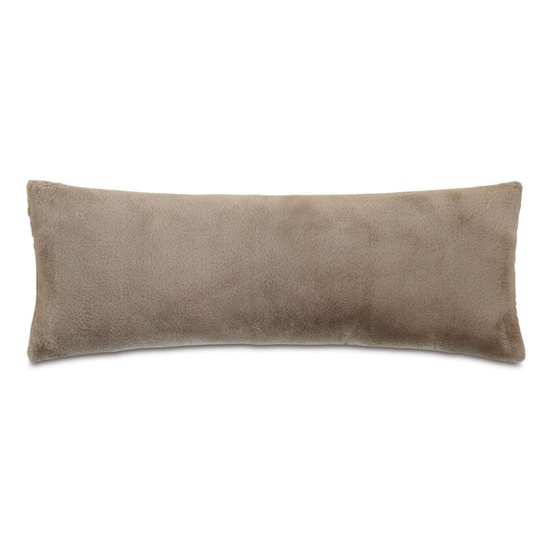 Adrienne Beige Faux Fur Rectangular Lumbar Pillow