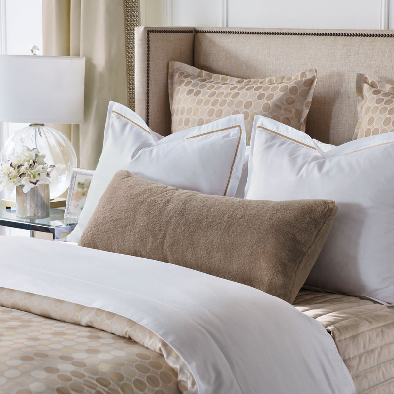 Adrienne Beige Faux Fur Rectangular Lumbar Pillow