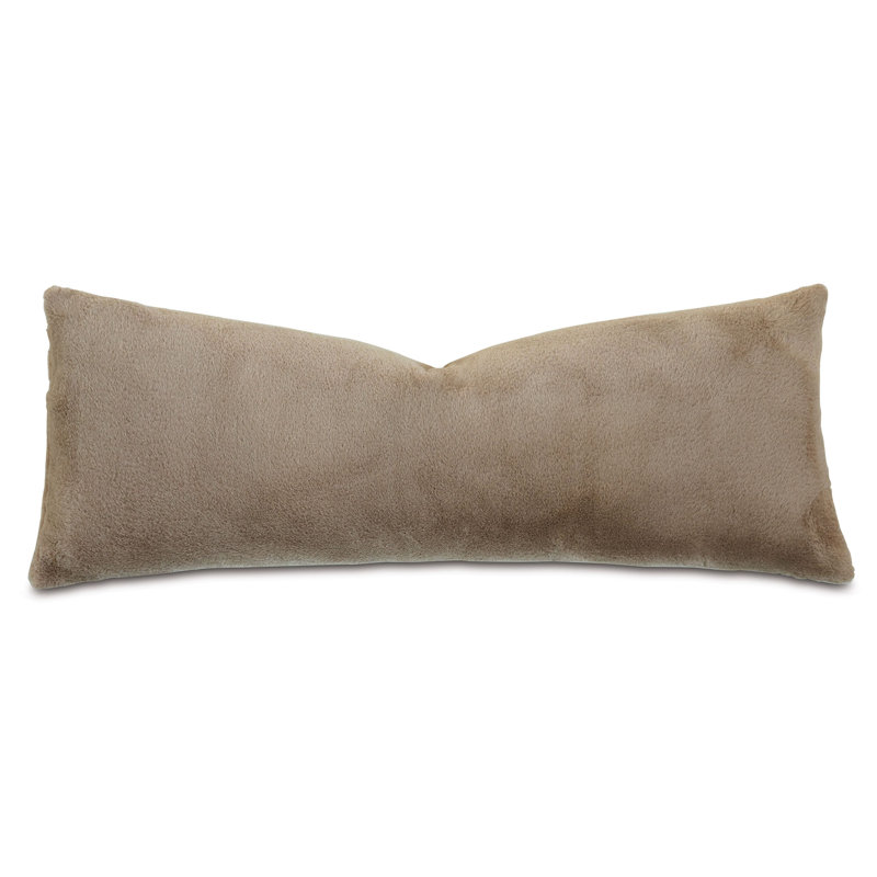 Adrienne Beige Faux Fur Rectangular Lumbar Pillow