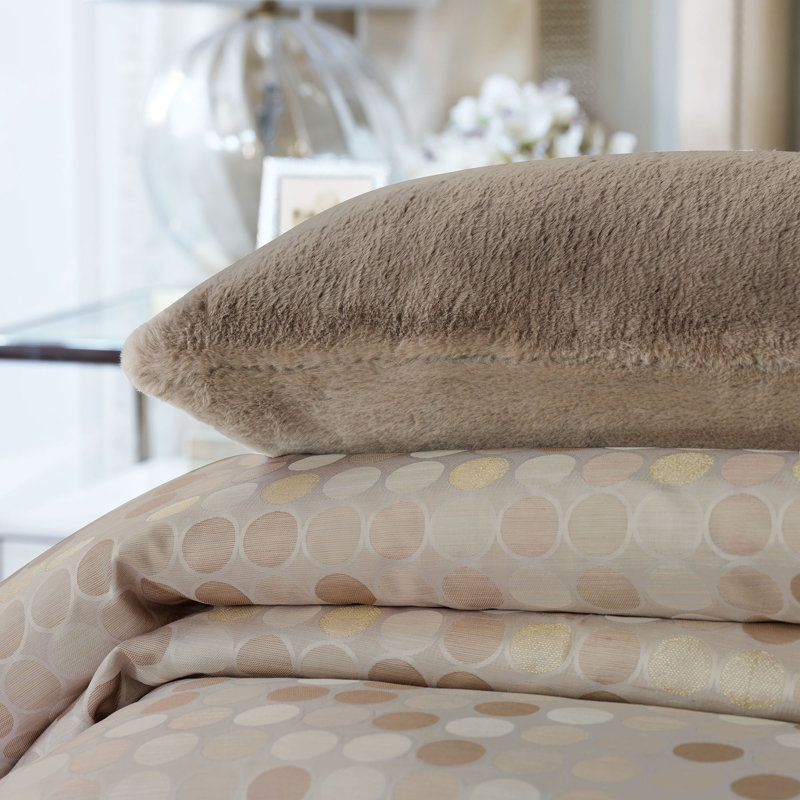 Adrienne Beige Faux Fur Rectangular Lumbar Pillow