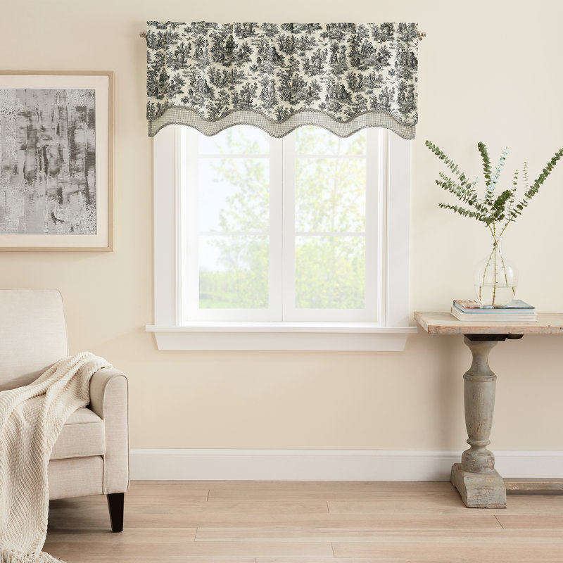 Charmed Life Onyx Cotton Scalloped Window Valance