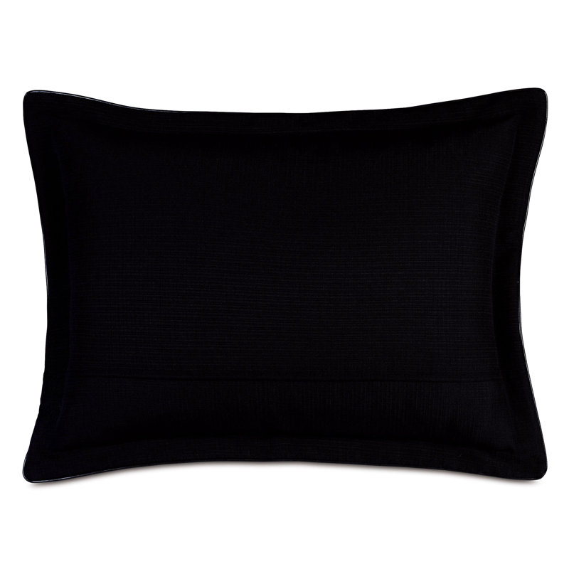 Standard Black and White Linen Blend Embroidered Sham