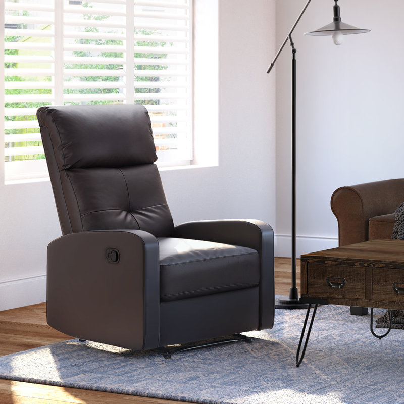 Henderson Modern Dark Brown Faux Leather Recliner with Metal Frame