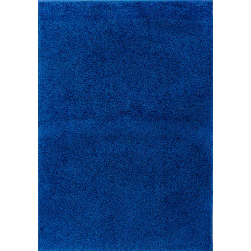 Dark Blue Luxe Shag Rectangular Area Rug 63"L x 47"W