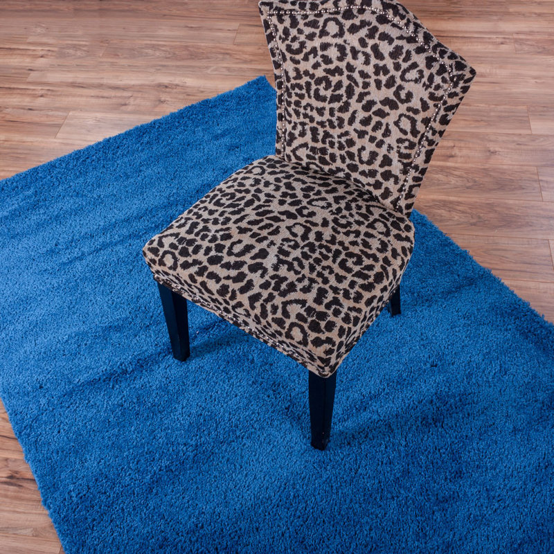 Dark Blue Luxe Shag Rectangular Area Rug 63"L x 47"W