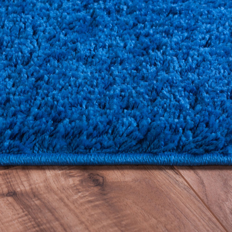 Dark Blue Luxe Shag Rectangular Area Rug 63"L x 47"W