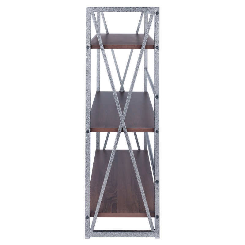 Walnut and Graphite 3-Tier Industrial Wood Shelf