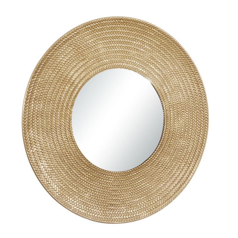 Elegant Gold Metal Chevron 35.5" Square Wall Mirror