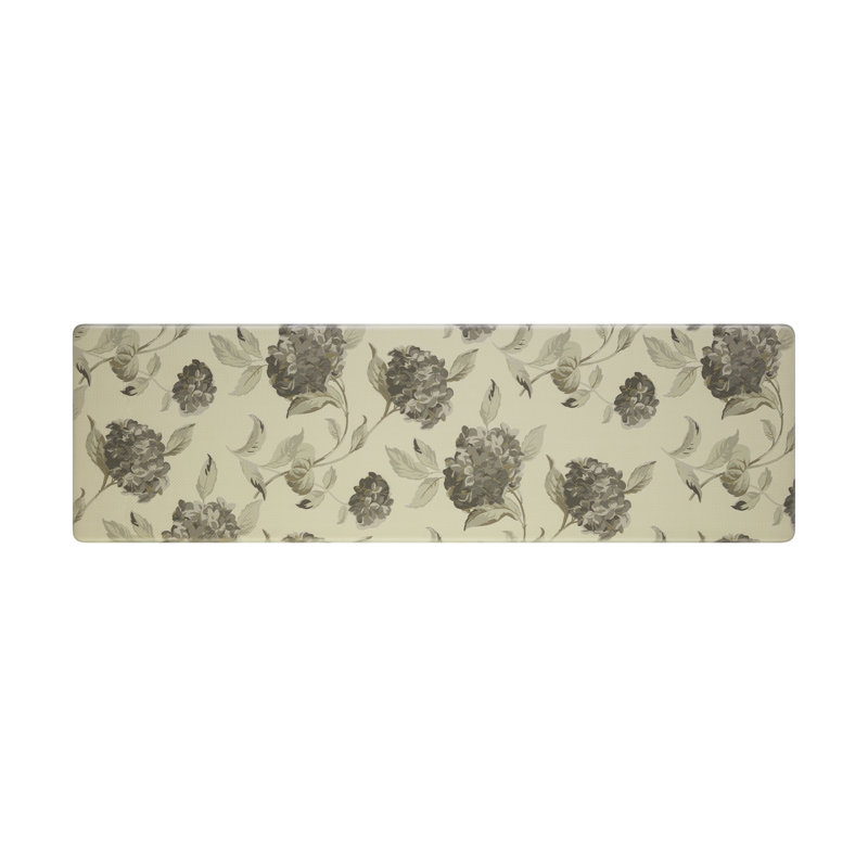Gray Floral Anti-Fatigue Kitchen Mat, 17.5" x 60"