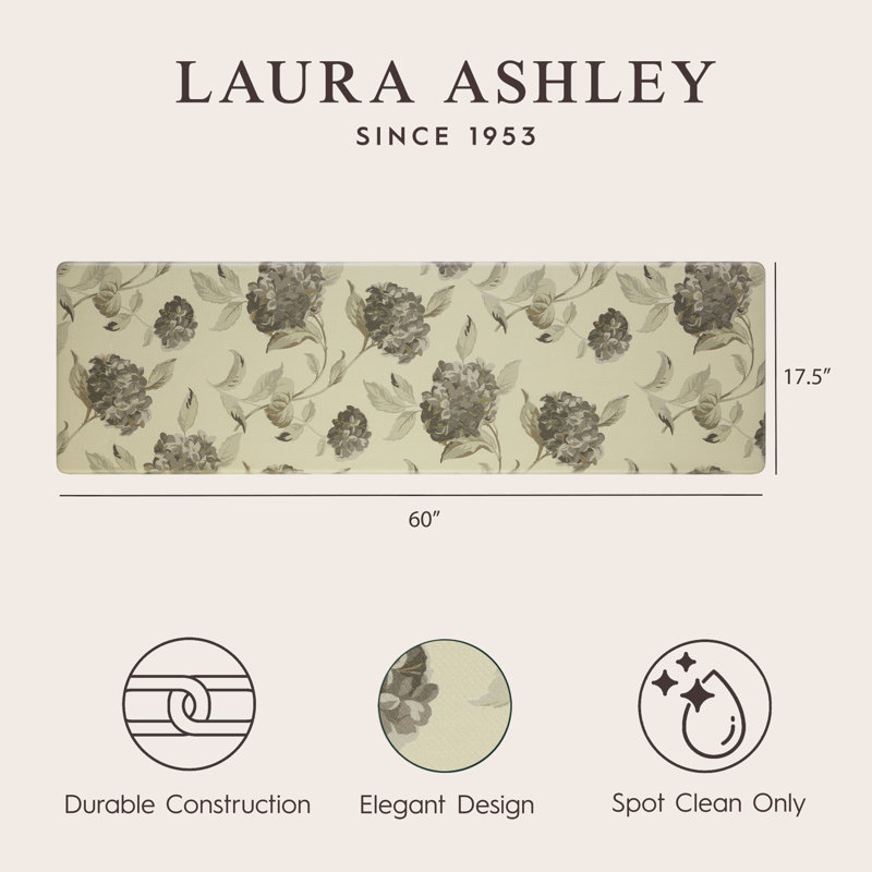 Gray Floral Anti-Fatigue Kitchen Mat, 17.5" x 60"