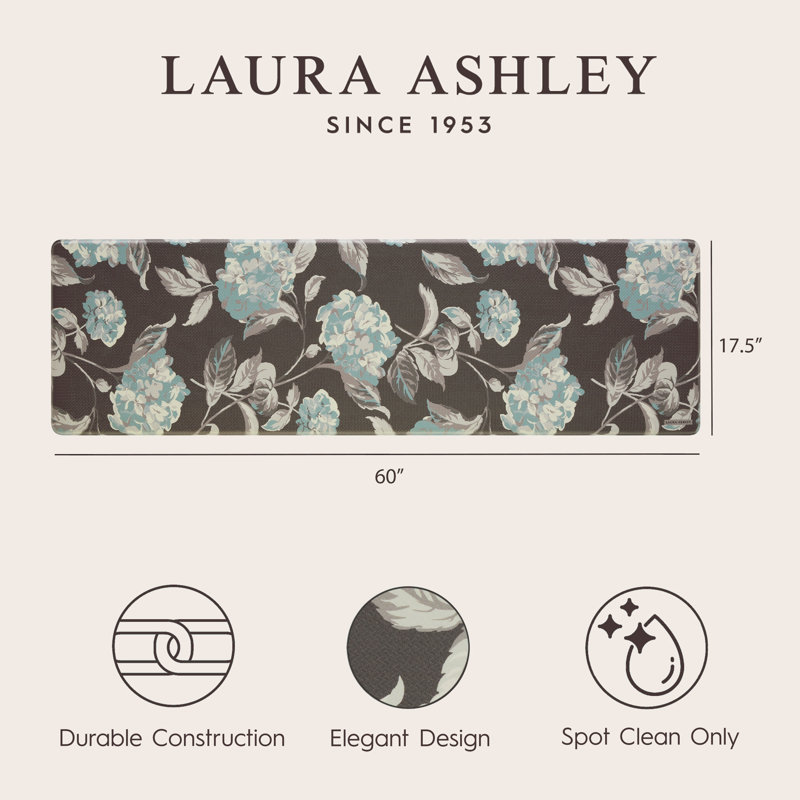 Gray Floral Anti-Fatigue Kitchen Mat, 17.5" x 60"