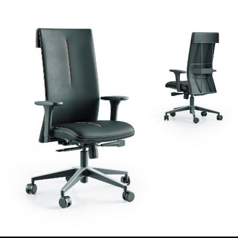 High Back Executive Black Leather Adjustable Office Chair