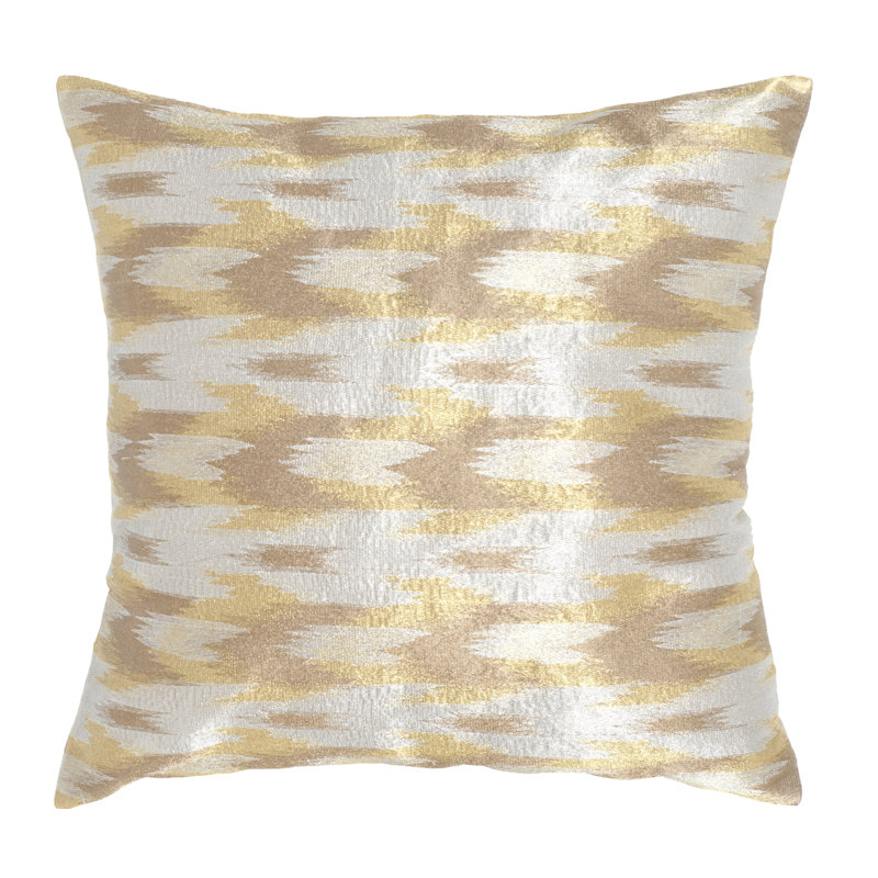 Metallic Silver Ikat Embroidered Square Pillow Set