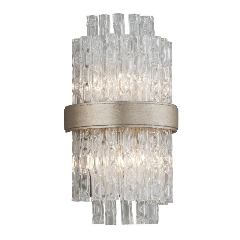 Silver Leaf Polished Stainless 2-Light Wall Sconce