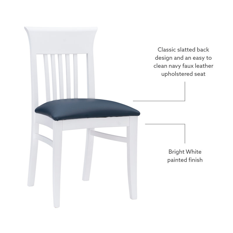 Coastal Cottage Charm White Faux Leather Dining Chairs, Set of 2