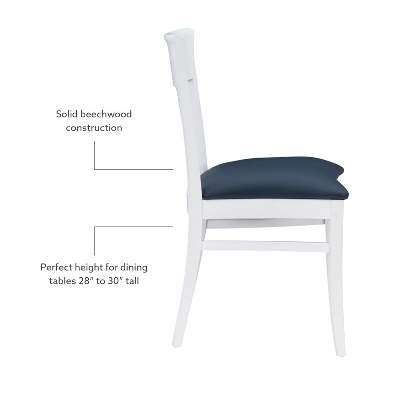 Coastal Cottage Charm White Faux Leather Dining Chairs, Set of 2