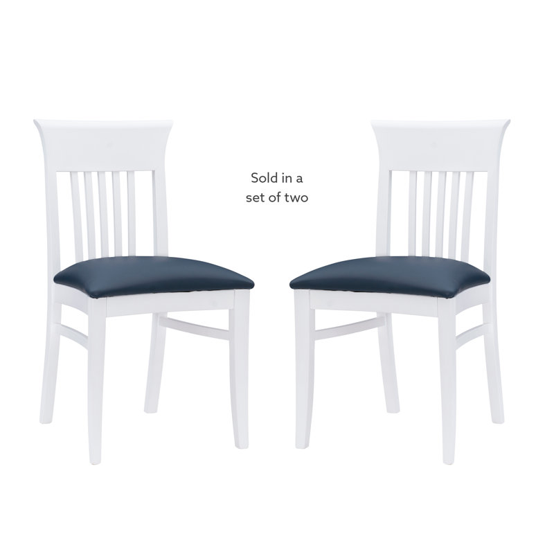 Coastal Cottage Charm White Faux Leather Dining Chairs, Set of 2