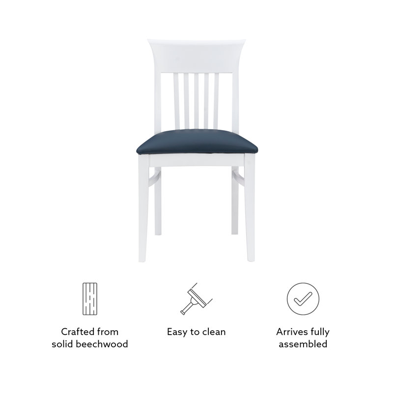 Coastal Cottage Charm White Faux Leather Dining Chairs, Set of 2
