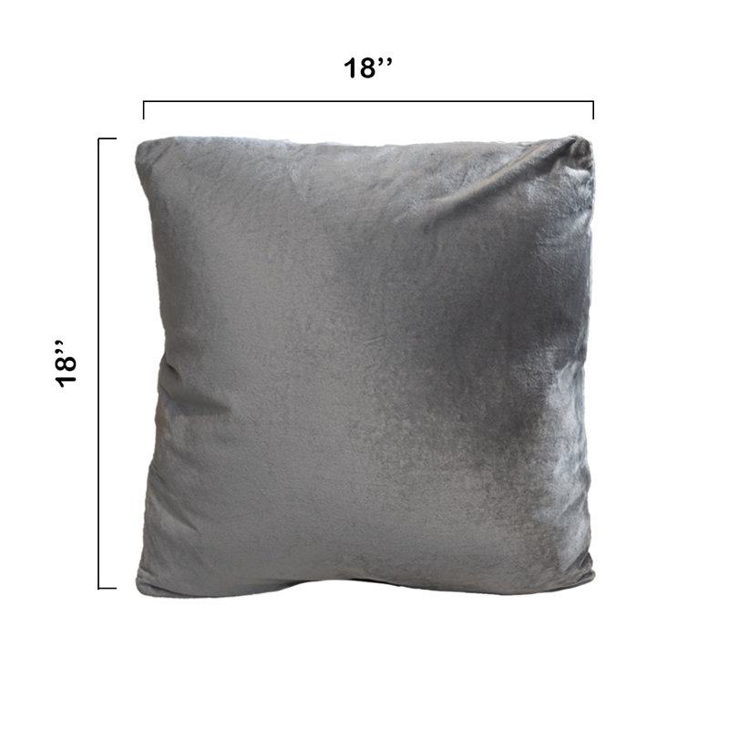 Gray Velour Decorative Throw Pillows Set of 2