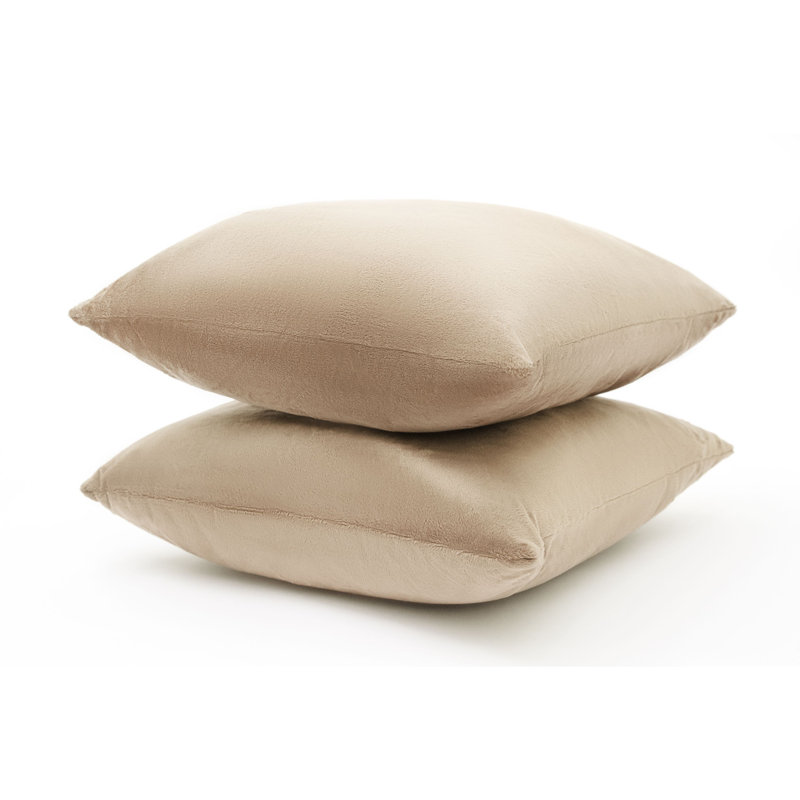 Taupe Velour Decorative Throw Pillows with Inserts, Set of 2