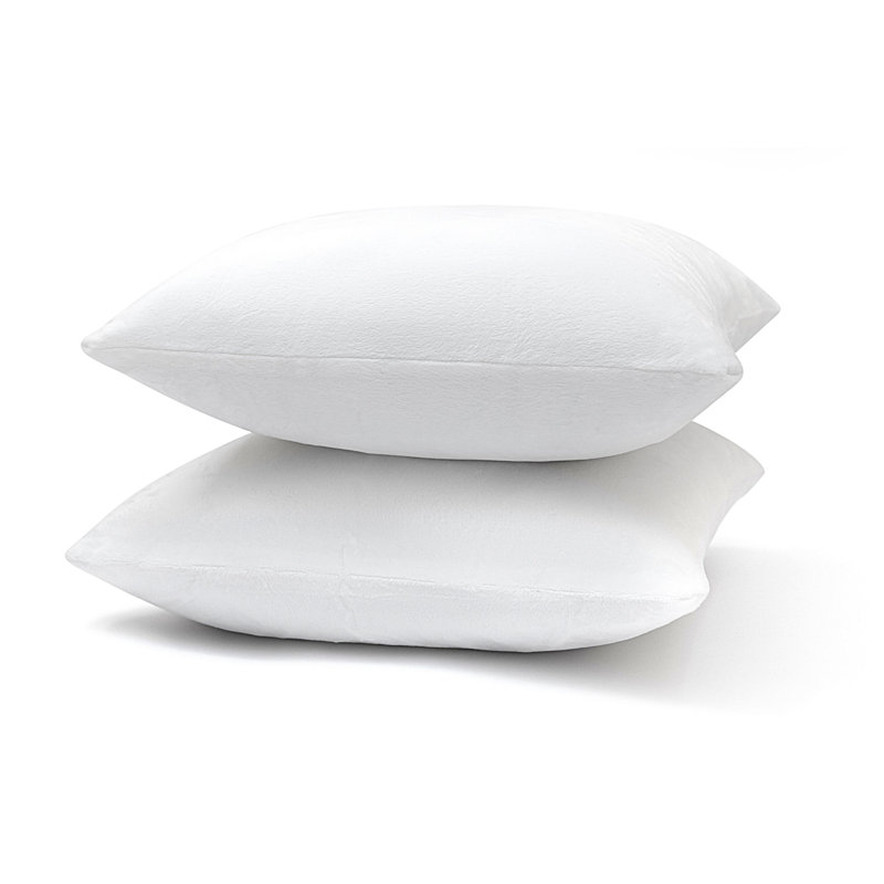 Cheer Collection White Velour 18" x 18" Throw Pillows Set