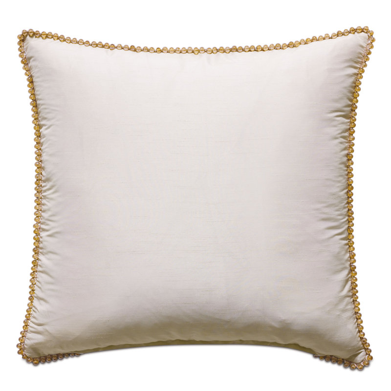 Gold and White Cotton Art-Deco Square Pillow