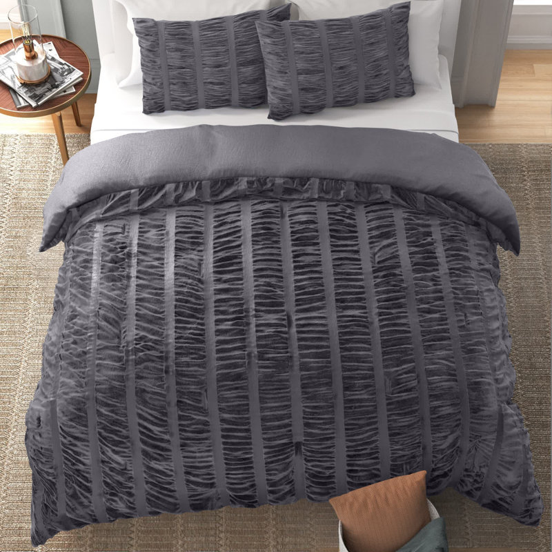 White King Microfiber Seersucker Duvet Set