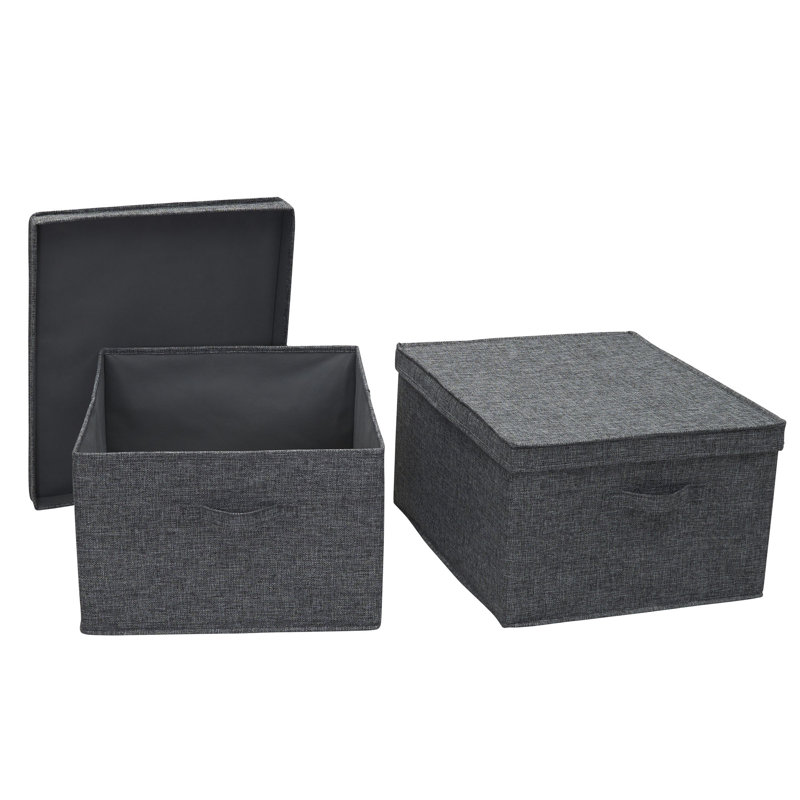 Graphite Jumbo Fabric Storage Bins with Lids