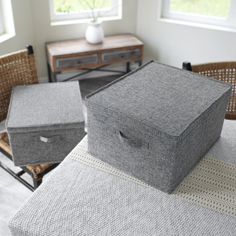 Graphite Jumbo Fabric Storage Bins with Lids