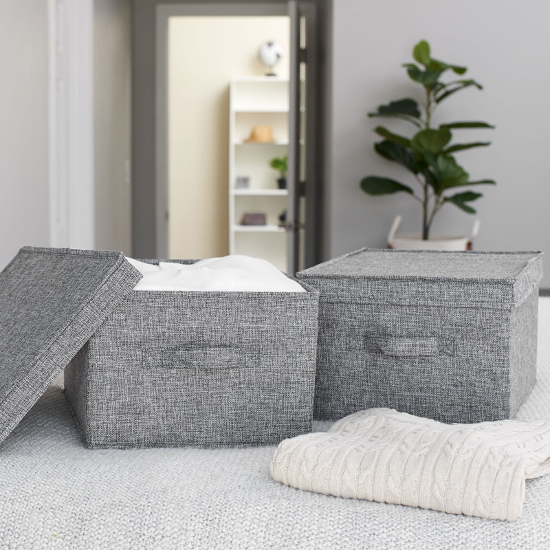 Graphite Jumbo Fabric Storage Bins with Lids