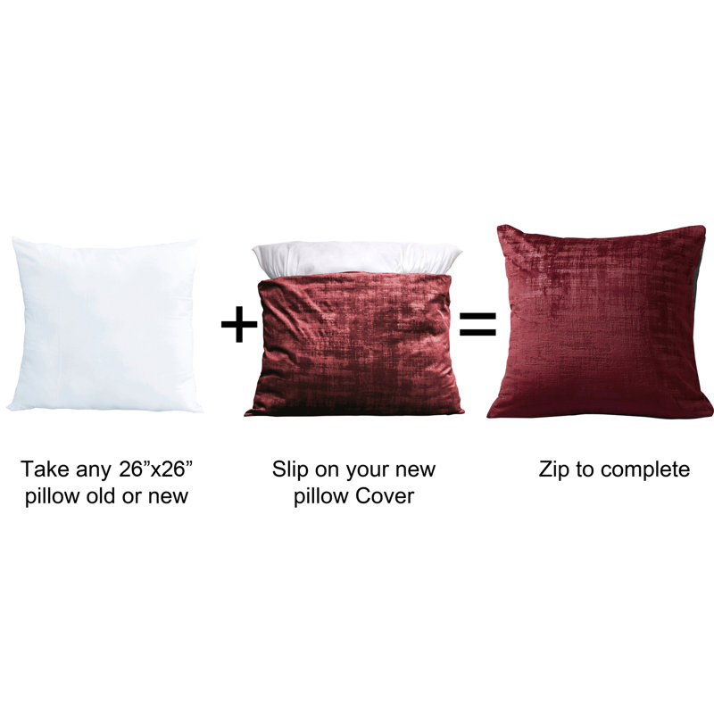 Ruby Wine Textured Velvet Euro Pillow Covers, Set of 2