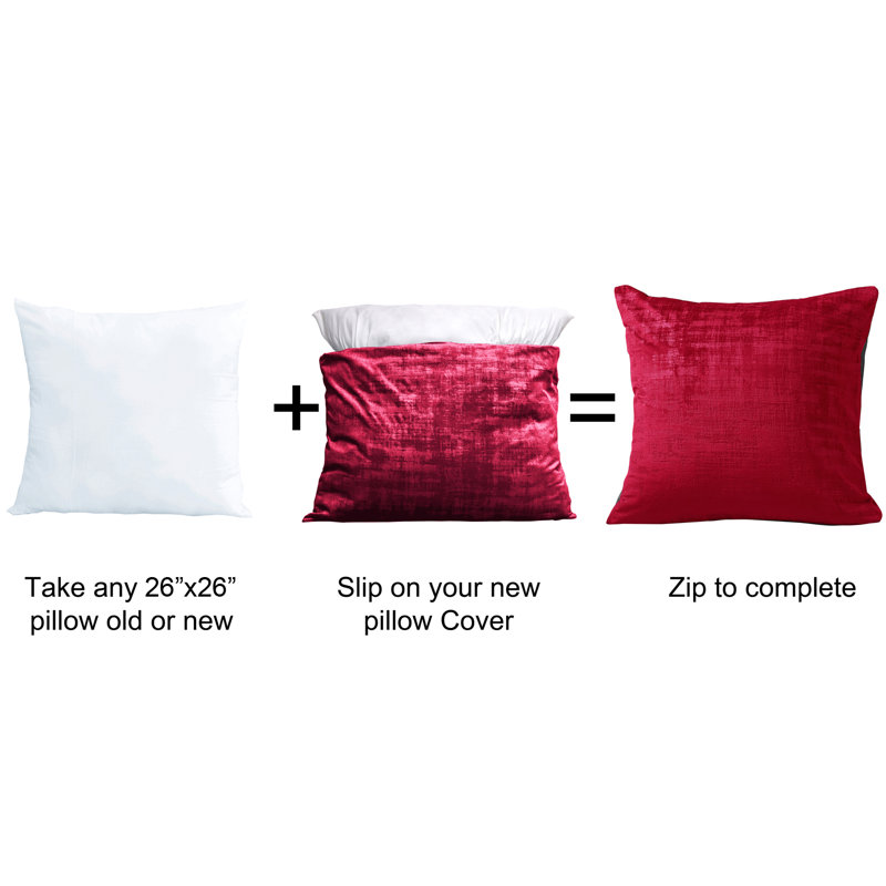 Tango Red Textured Velvet Euro Accent Pillow Set