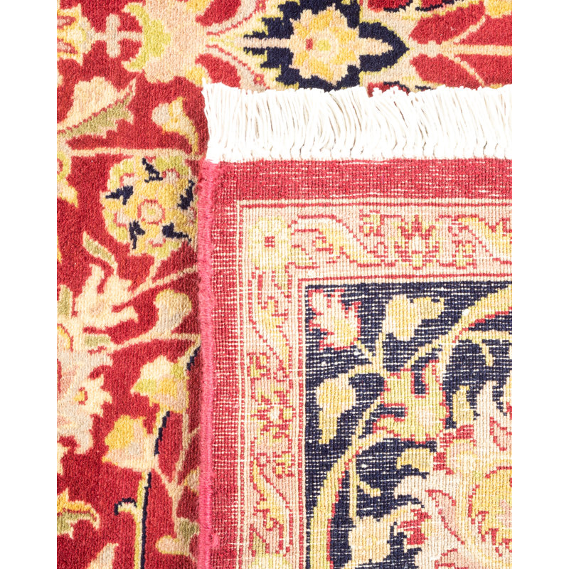 Hand-Knotted Red Wool Traditional Floral Area Rug 5'1" x 7'7"