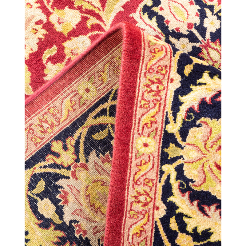 Hand-Knotted Red Wool Traditional Floral Area Rug 5'1" x 7'7"