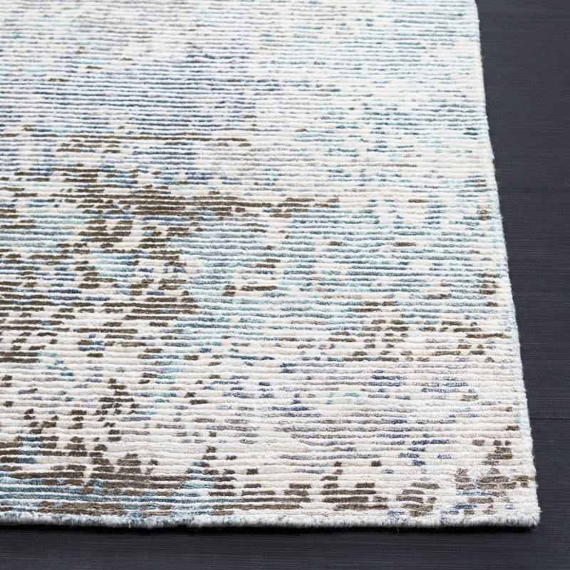 Tiffany Hand-Knotted Blue Abstract Wool Blend 6' x 9' Rug
