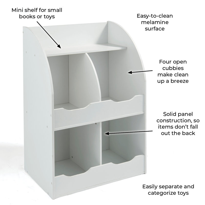 Bright White Multi-Cubby Toy & Book Organizer for Kids