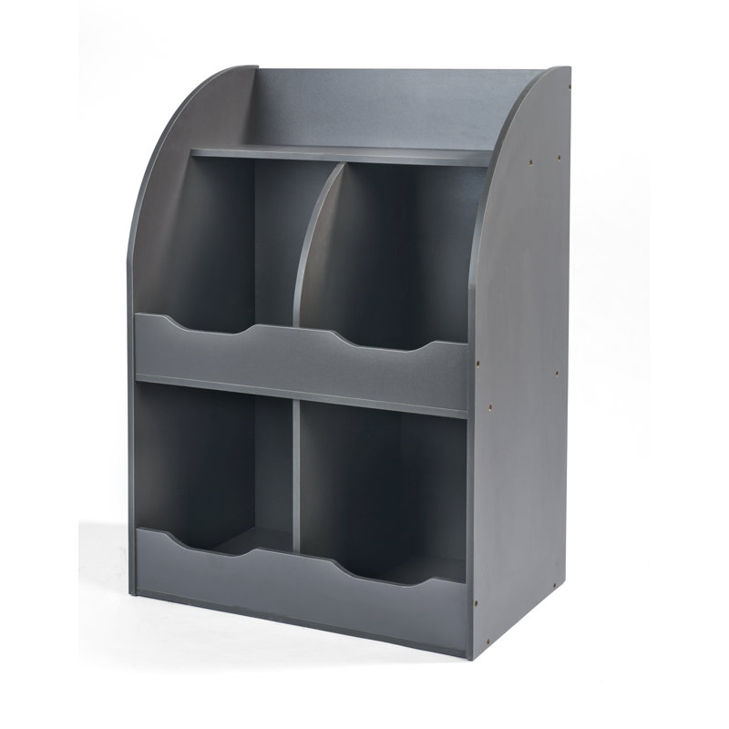 Charcoal MDF Kids Toy Storage Cubby with Bins and Shelf
