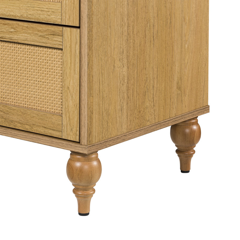 Sango Newcomb Rattan-Brown 2-Drawer Nightstand